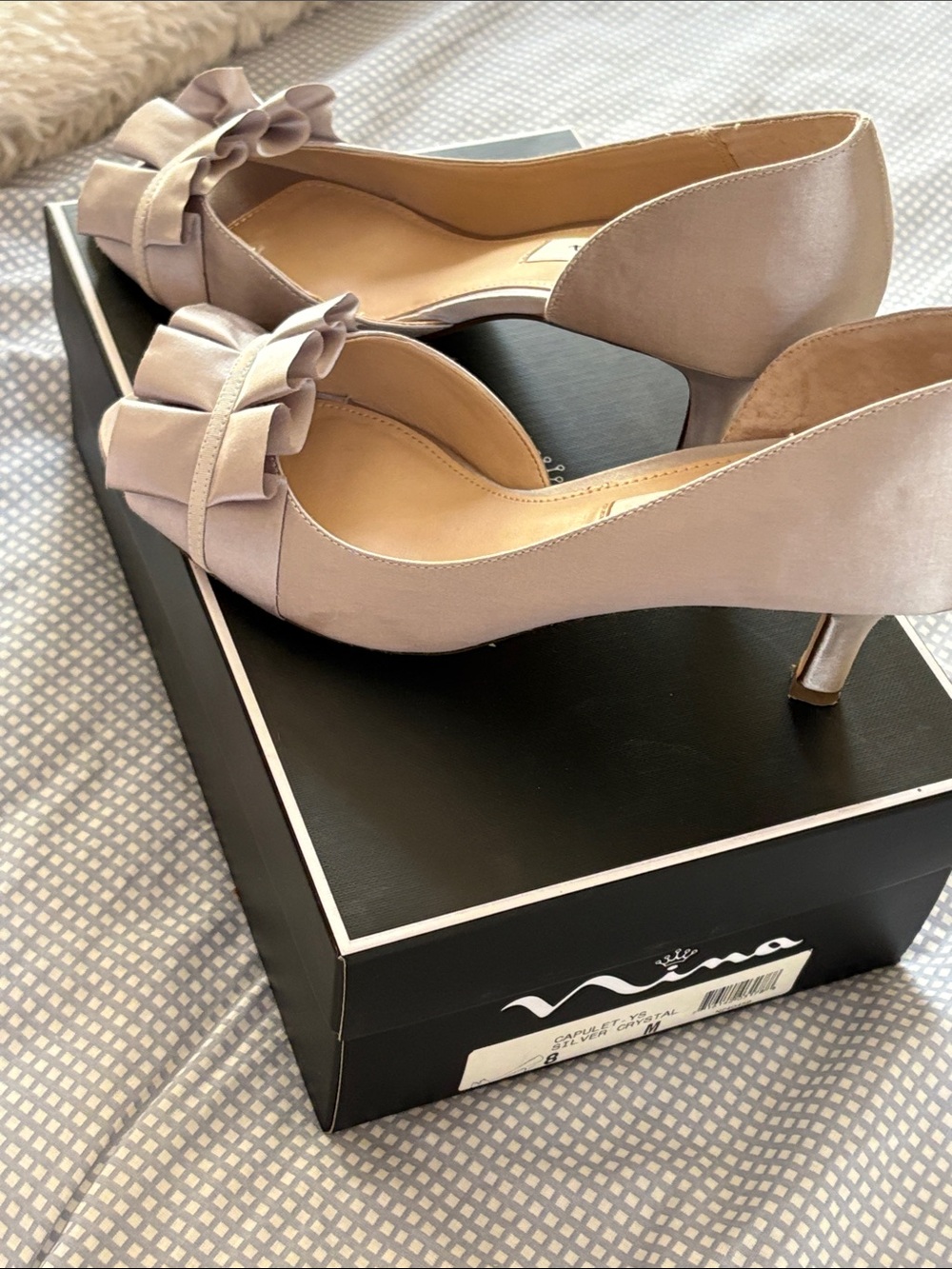 Nina Dusty Taupe Bow D'Orsay Kitten Heels